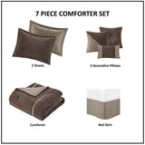 7 Piece Micro Corduroy Comforter Set Brown King B035P266665