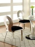 ZNTS Contemporary Silver Metal Frame 2pc Dining Chairs Black Microfiber Seat Dining Room Oval Back Satin B011P232975