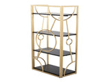Contemporary Bookcase in Gold Metal and Black Wood B202P223883