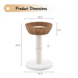 Handwoven Cat Tree Tower - Natural Material Cat Condo with Nest Basket Bed, Cotton Scratching Post, 23226975