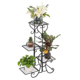 ZNTS 4 Potted Square Flower Metal Shelves Plant Pot Stand Decoration for Indoor Outdoor Garden Black 34517195