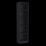 Home Xs Bookcase with 5-Tier Shelves and Slim Design -Black -Office B200137819