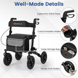 308lbs Foldable Rolling Walker 9" All-Terrain Tires, 7-Level Height , Wide Seat, 72452808