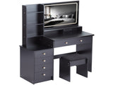 41" Large Size Left Bedside Cabinet Vanity TableCushioned Stool Dresser Set, 2 AC2 USB Power W936P230831