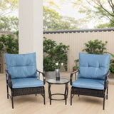 3 Pieces Patio Set Outdoor Wicker Furniture Sets Modern Rattan Chair Conversation Sets with Coffee W640P256776