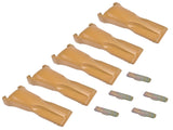 5 Pack V23SYL Dirt Teeth V Style Bucket Tooth with V23PN Flex Pins Yellow Fit for Backhoe Loader 60942739