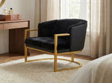 Modern Accent Chair Cozy Armchair Upholstered Reading Chair with Gold Metal Frame Living Room, N763P360688B