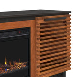 86 inch Fireplace TV Stand Console for TVs up to 100 inches, Minimal Assembly, Black with Bourbon B108P160228