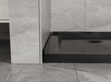 Goodyo 36 in. D x 36 in. W x 3.4 in. H Corner Drain Neo-Angle Shower Base Black, No Drain Kit D163147917
