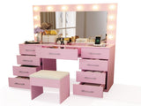 Macaron powder, particleboard with textured melamine finish, 9-drawer dressing table set, includes 24302535