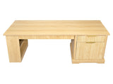 55" Modern Fluted Office Desk with Storage Cabinet & Drawers, Computer Writing Desk with Power 97527094