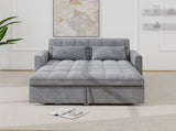 Corduroy Double Sleeper Sofa With Pull-Out Bed, 2 Pillows & Side Storage Pocket 03564076