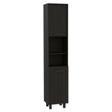 Hobart Pantry, Three Interior Shelves, Two Shelves, Two Cabinets -Black B20091870
