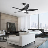 ZNTS 48 Inch Indoor Ceiling Fan With 5 Black ABS Blades Remote Control Reversible DC Motor For Living W882P195915