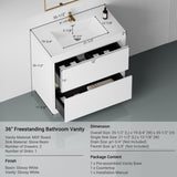 36" Freestanding Bathroom Vanity with Sink, Bathroom Storage Vanity Cabinet with Stone Resin W1573P211196