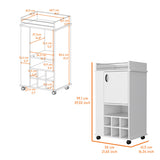 Farson Bar Cart with 2-Side Shelf, 6-Built In Wine Rack and Casters B128P176135