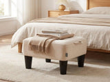 Small Ottoman Foot Stool with Thick Cushion & Sturdy Angled Legs, Cream White 40784668
