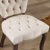 French Vintage Tufted Upholstered Fabric Dining Chair,Set of 2,Beige,SW1869BG W1143P214540
