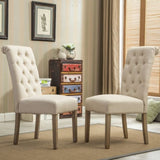 ZNTS Habit Solid Wood Tufted Parsons Dining Chair, Set of 2, Tan T2574P164545