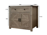 Washed Wood Farmhouse Barn-Door Storage Cabinet, Coffee Bar Buffet Sideboard with 42973296