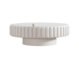 Round Fluted Storage Table with Lift-Off Lid, Sleek Texture, Perfect for Modern Living W3081P389033