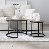 ZNTS Set of 2 Coffee Table Nesting Side Round End Table Top Sturdy Metal Frame Desk Centerpiece Living W1117P209519