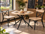 31.5 in Round Dining Table for 2-4, Small Space Kitchen Table with Metal Legs, Natural Oak 99460340