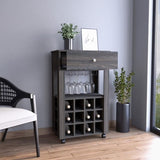 Memphis Bar Cart, Twelve Built-in Wine Rack, Four Legs, One Open Shelf -Espresso B20091949