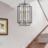 (Same as W1340142524/L1018-G) 8-Lights Black & Gold Lantern Tiered Pendant Light Fixtures, W1340P206664