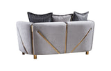 Thick Velvet Fabric Upholstered Loveseat Made With Wood in Gray B009P153974