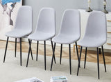 Comfortable Linen-Cotton Dining Chair Set - Four Pieces in Light Gray.Integrated Seat and W1151P228095