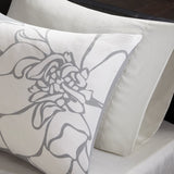 Printed Cotton Sateen Comforter Set Grey/Peach King B03597063