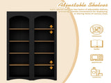 ON-TREND Free Standing 5 Tier Bookshelves, Bookcases Set of 2, Farmhouse Two-Tone Storage Cabinet N721P245734B