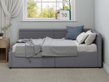 Modern Style Twin Size L Shape Corner Bed, Linen Upholstered Daybed with Two Storage Drawers,Gray N701P263819G