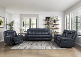Modern Blue Swivel Glider Reclining Chair, Breathable Faux Leather Upholstery Living Room Furniture B011P228164