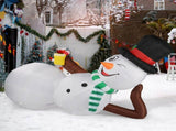 9.8 FT Lighted Christmas Inflatable Decoration, Large Inflatable Lying Snowman, Funny Blow Up Yard 62074285