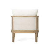 Outdoor Acacia Wood Patio Club Chair, Textilene Patio Furniture,Waterproof Thick Cushion Deep WF532233BGE