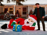 7FT Lighted Christmas Inflatable Decoration, Inflatable Santa Lying on Floor, Funny Blow Up Yard 49600765