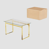 51" Modern Minimalist Rectangular Glass Dining Table for 4-6 with 0.31" Tempered Glass Tabletop and W2189133710