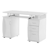 ZNTS Embossed White Particle Board with Melamine Laminate 1155574cm One-Door Three-Drawer Computer Desk 28344115