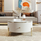 Modern Round Coffee Table with 2 large Drawers Storage Accent Table WF311606AAK