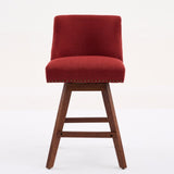 Counter Height Swivel Barstools, 26'' H Seat Height Upholstered Bar Stools Set of 2, Fabric in Wine W1143P237898