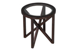 Modern simple coffee table, tempered coffee table solid wood base round transparent W1781P146773