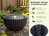 17.5" Gray Stone Sphere Water Fountain with 6 LED Lights Indoor Outdoor Water Feature 44486514