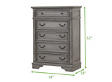 Grace Traditional Style 5-Drawer Chest Made with wood in Rustic Gray B00978932