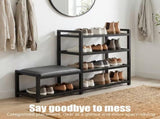 4-Tier Shoe Rack with Cushion,Heavy Duty Carbon Steel Frame, Anti-Slip Feet, 63502368