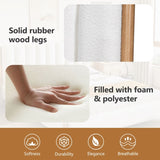 King Size Bed Frame with Boucle Upholstered Thick Headboard, Solid Wooden Legs, White N757P256984K