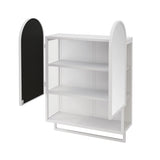 23.62" Modern Double-Arched Mirror Cabinet,2 Doors Medicine Cabinet, Metal Wall Cabinet with W757P314591
