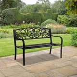 ZNTS 50" Iron Outdoor Courtyard Decoration Park Leisure Bench 63727074