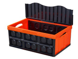 Plastic Collapsible Storage Bins with Lids, 45L 3-Pack, Stackable Folding Crates with Handles, 58823793